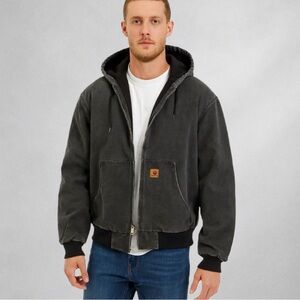 Carhartt J25 MOS Jacket Men’s XL Tall Green Hooded Duck Canvas Workwear Vintage
